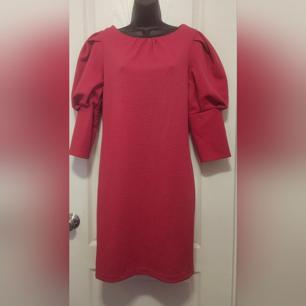 New York & Company Pink Puff Sleeve Mini Dress Size Medium EUC